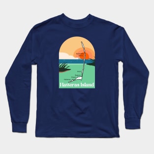 Hatteras Island Map Sun Long Sleeve T-Shirt